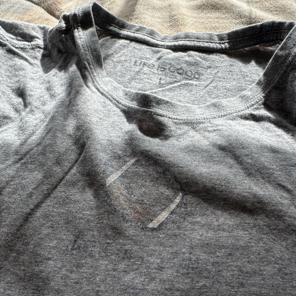 Men’s Life Is Good Vintage Style Football Gray T Shirt- Size Large